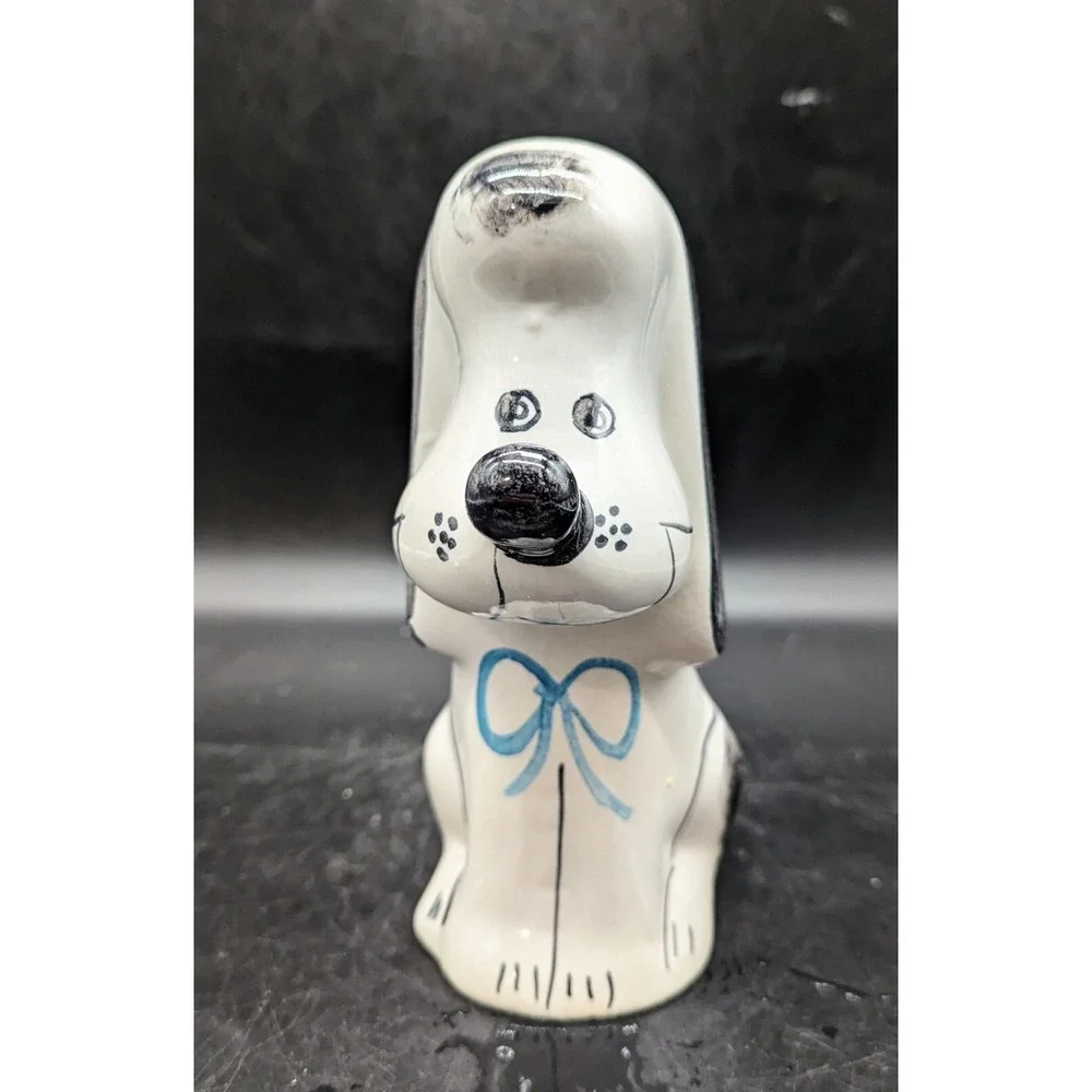 Vintage Whimsical Anthropomorphic Dog Puppy Ceramic Coin‎ Bank Figurine 7.5